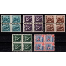 Fisk og flagserie. Komplet sæt i 4-blokke. Postfrisk.